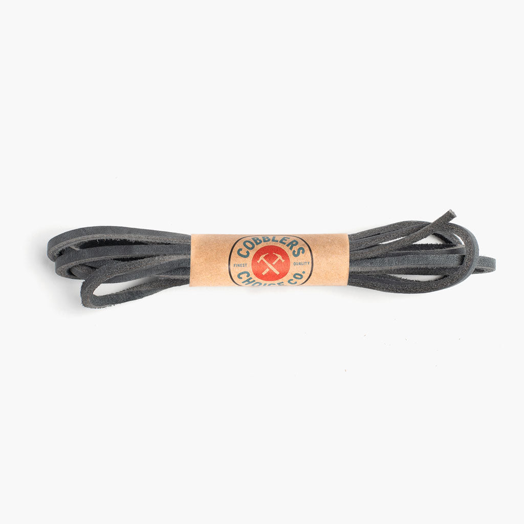 1024_LeatherLaces_Packaged_Grey Leather Laces | Dark Grey - Image 1