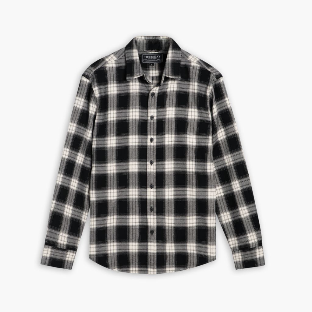 1024x1024-ForeverFlannel-BlackCream-091024-Front Forever Flannel Shirt | Black & Cream - Image 1