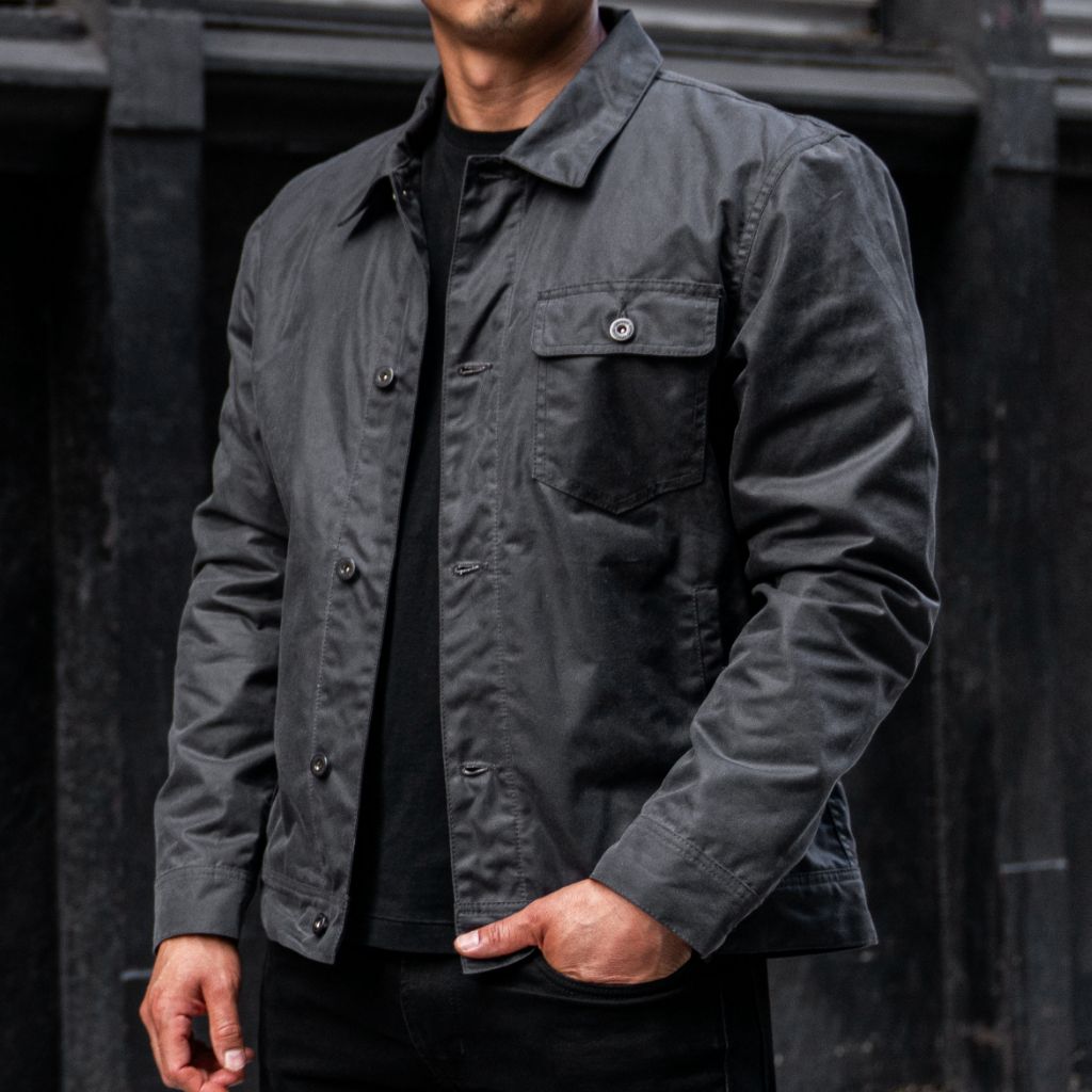 1024x1024-Men-WaxedFieldJacket-Charcoal-110323-1 Waxed Canvas Field Jacket | Charcoal - Image 1