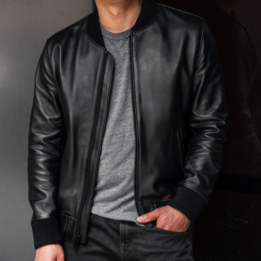 1024x1024-Mens-Jackets-Bomber-Black-091423-1 Bomber Jacket | Black - Image 1