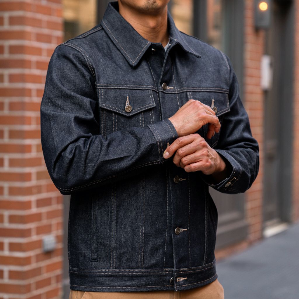 1024x1024-Mens-Jackets-SelvedgeDenimTrucker-RawIndigo-091423-1 Selvedge Denim Trucker Jacket | Raw Indigo - Image 1