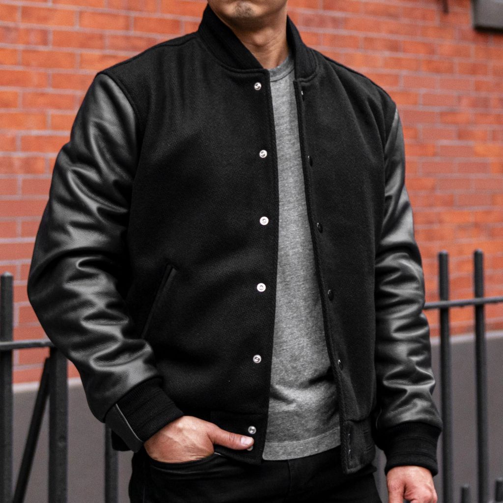 1024x1024-Mens-VarsityJacket-Black-110124-1 Varsity Jacket | Black - Image 1