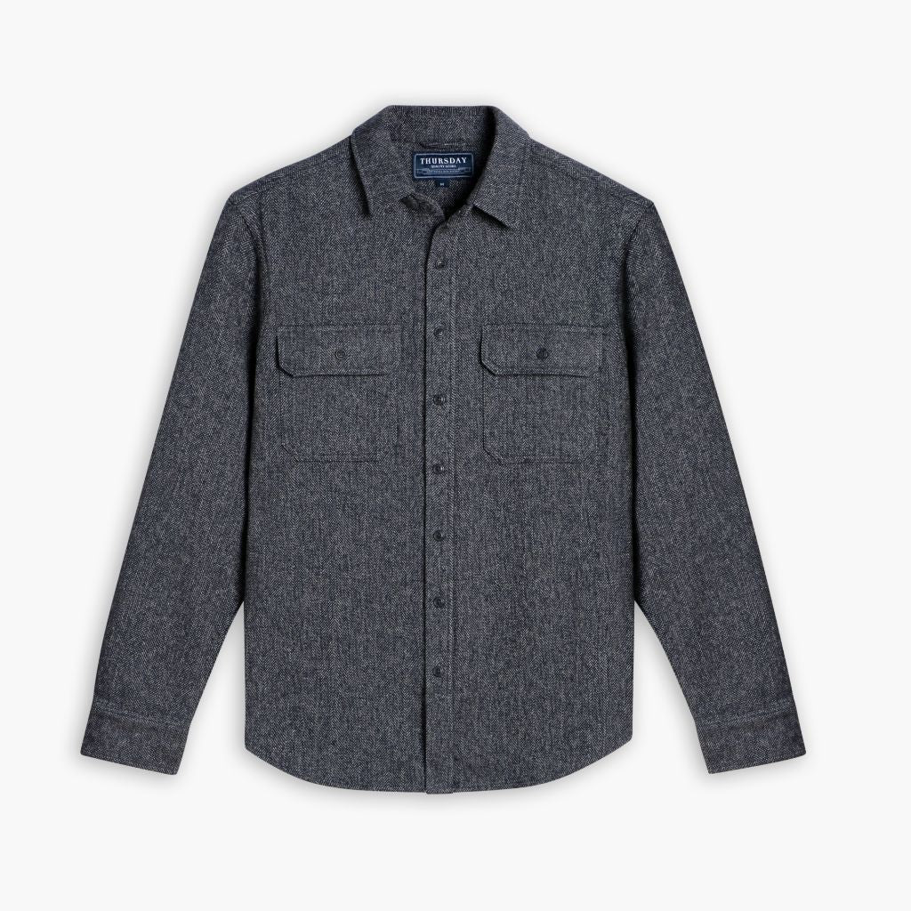 1024x1024-SummitFlannel-HerringboneBlue-121024-Front Summit Flannel Shirt | Blue Herringbone - Image 1