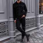 Suede Trucker Jacket | Black - Image 3