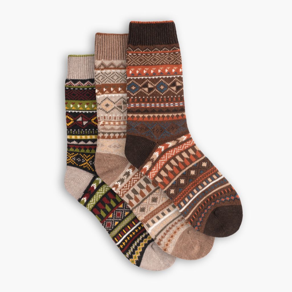 1024x1024-Women-Geo-3Pack-Taupe-Tortoise-BurntCrimson Women's Geo Sock | 3-Pack - Image 1