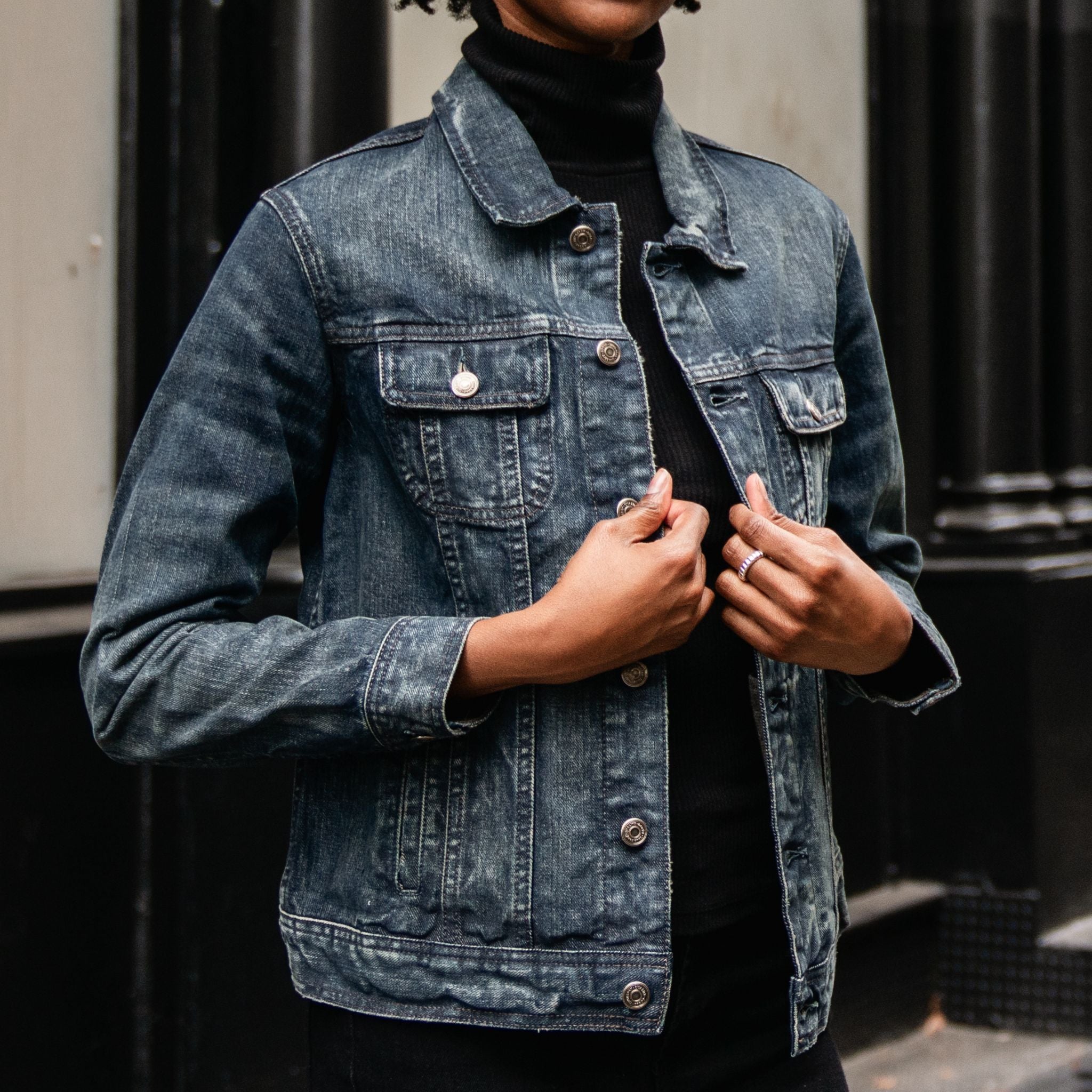 1024x1024-Womens-DenimTrucker-FadedIndigo-112724-1 Denim Trucker Jacket | Faded Indigo - Image 1
