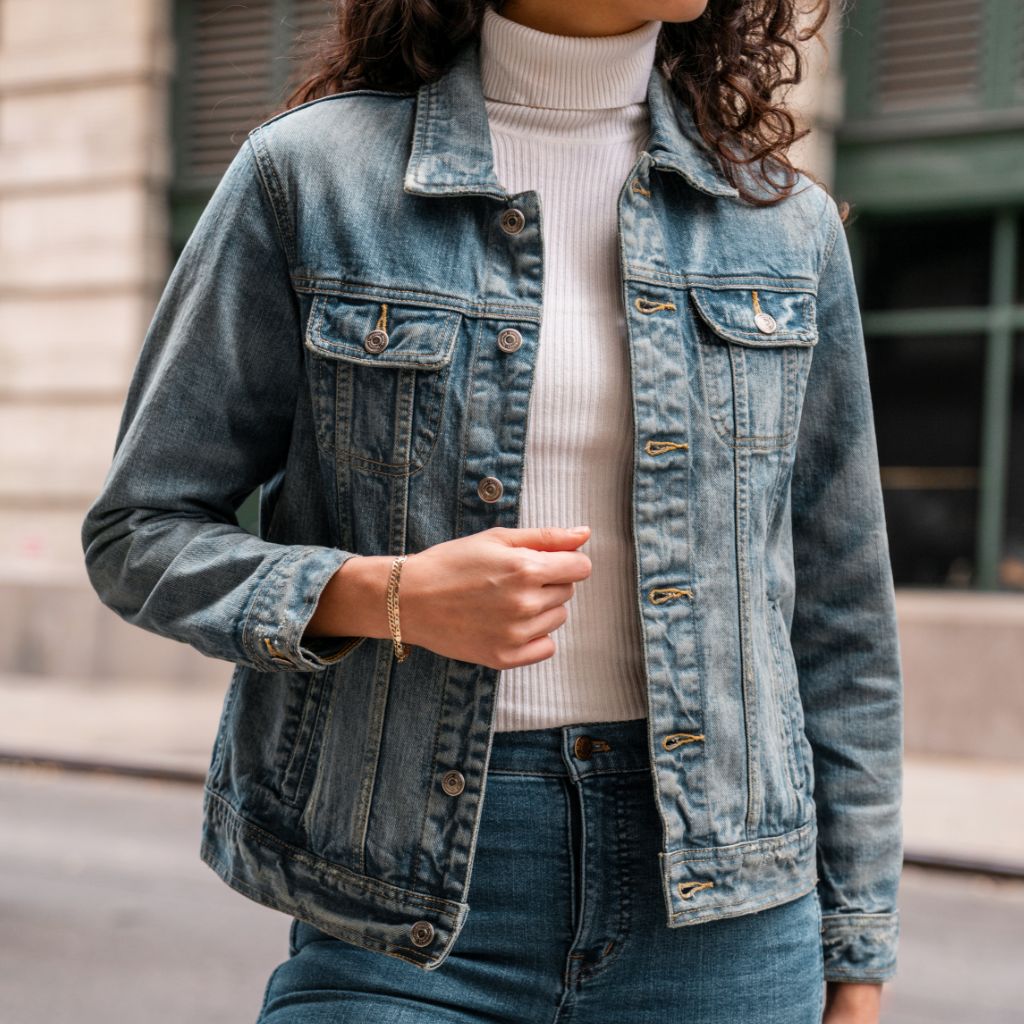 1024x1024-Womens-DenimTrucker-MediumWash-112724-1 Denim Trucker Jacket | Medium Wash - Image 1