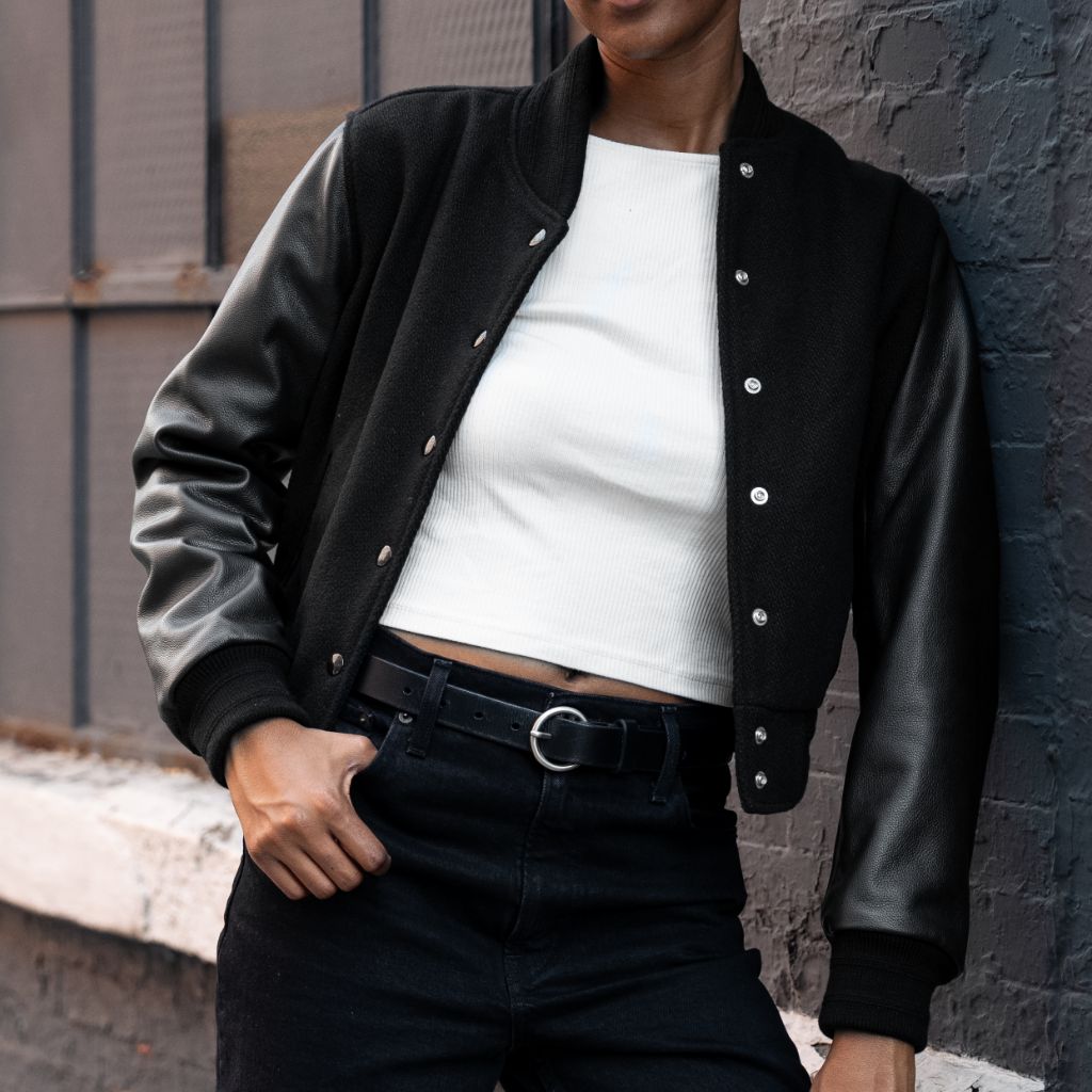 1024x1024-Womens-VarsityJacket-Black-121224-1 Varsity Jacket | Black - Image 1