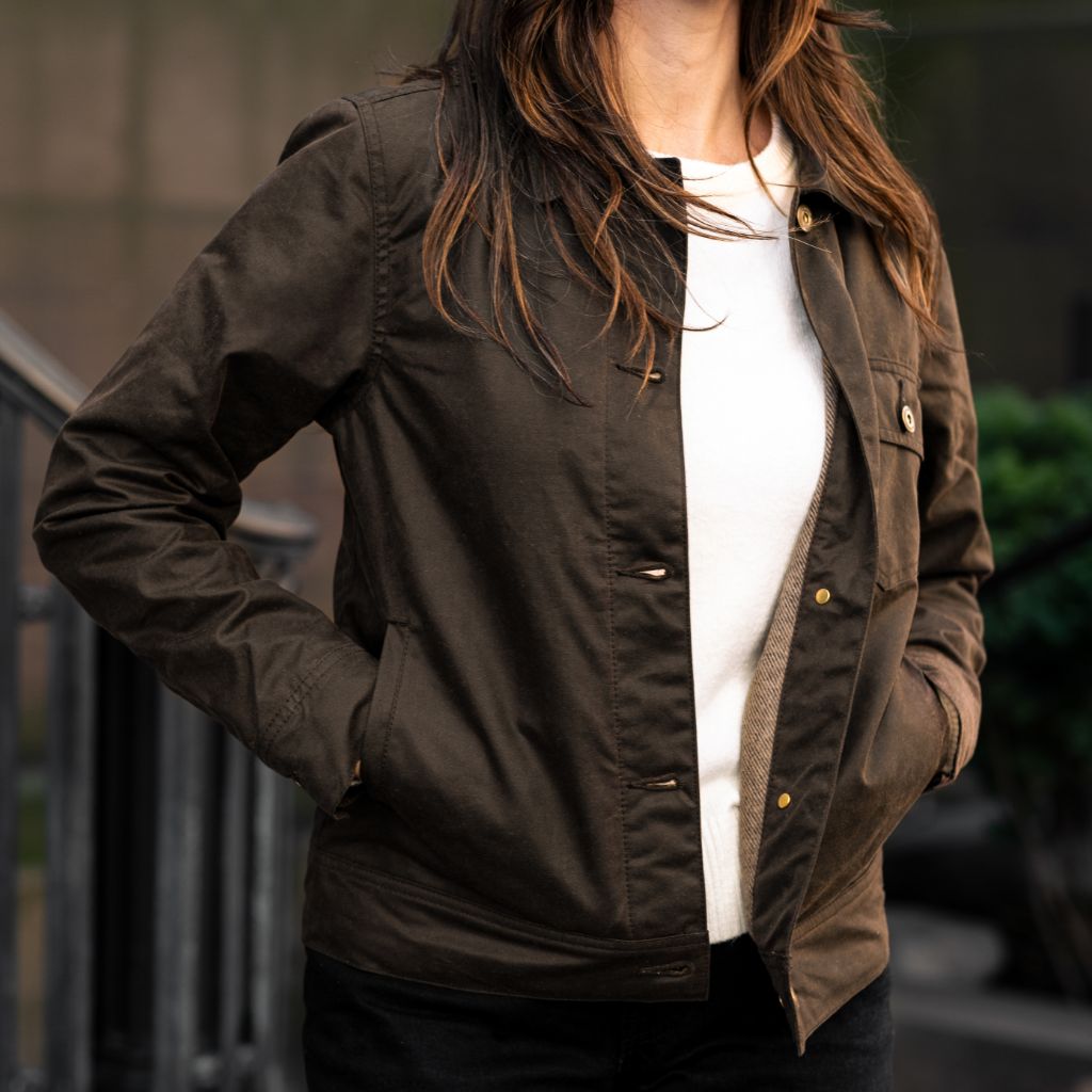 1024x1024-Womens-WaxedCanvasFieldJacket-Olive-102924-1 Waxed Canvas Field Jacket | Dark Olive - Image 1