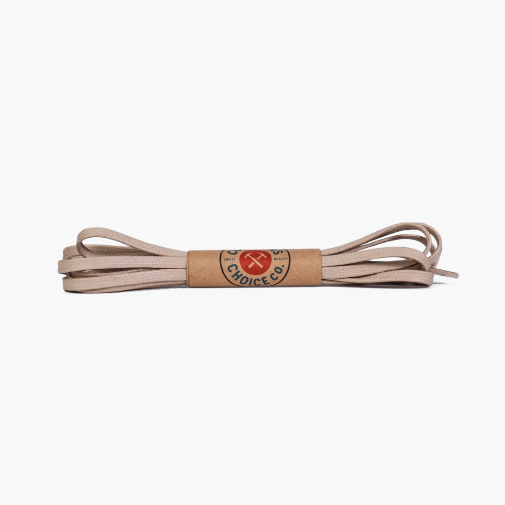 46Beige1 Flat Waxed Cotton Laces | Beige - Image 1