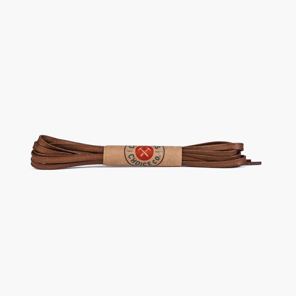 46LightBrown1 Flat Waxed Cotton Laces | Light Brown - Image 1