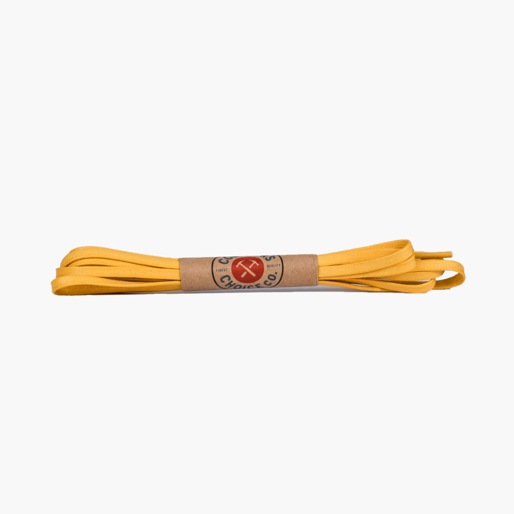 46Yellow1 Flat Waxed Cotton Laces | Yellow - Image 1