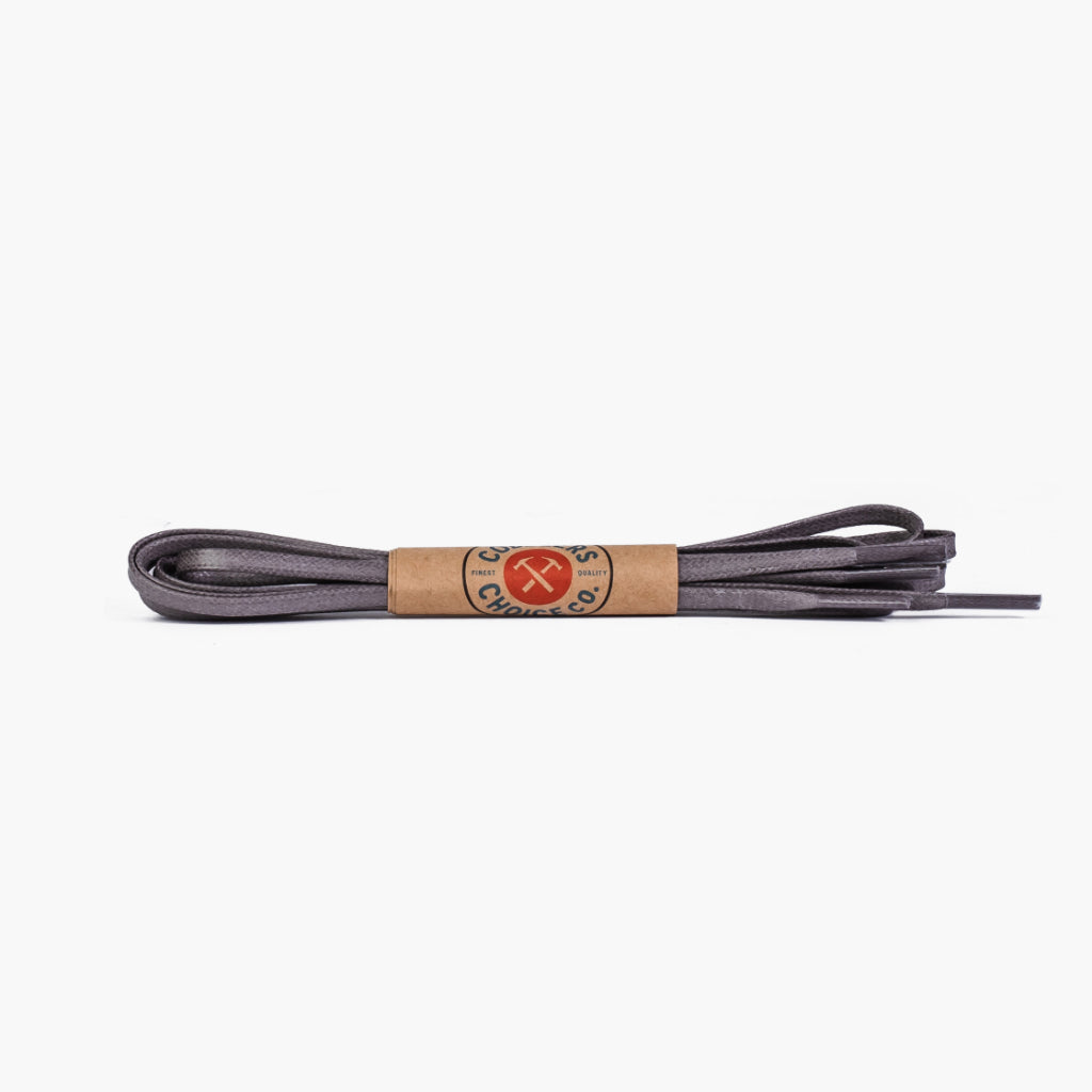 55Gray1 Flat Waxed Cotton Laces | Grey - Image 1