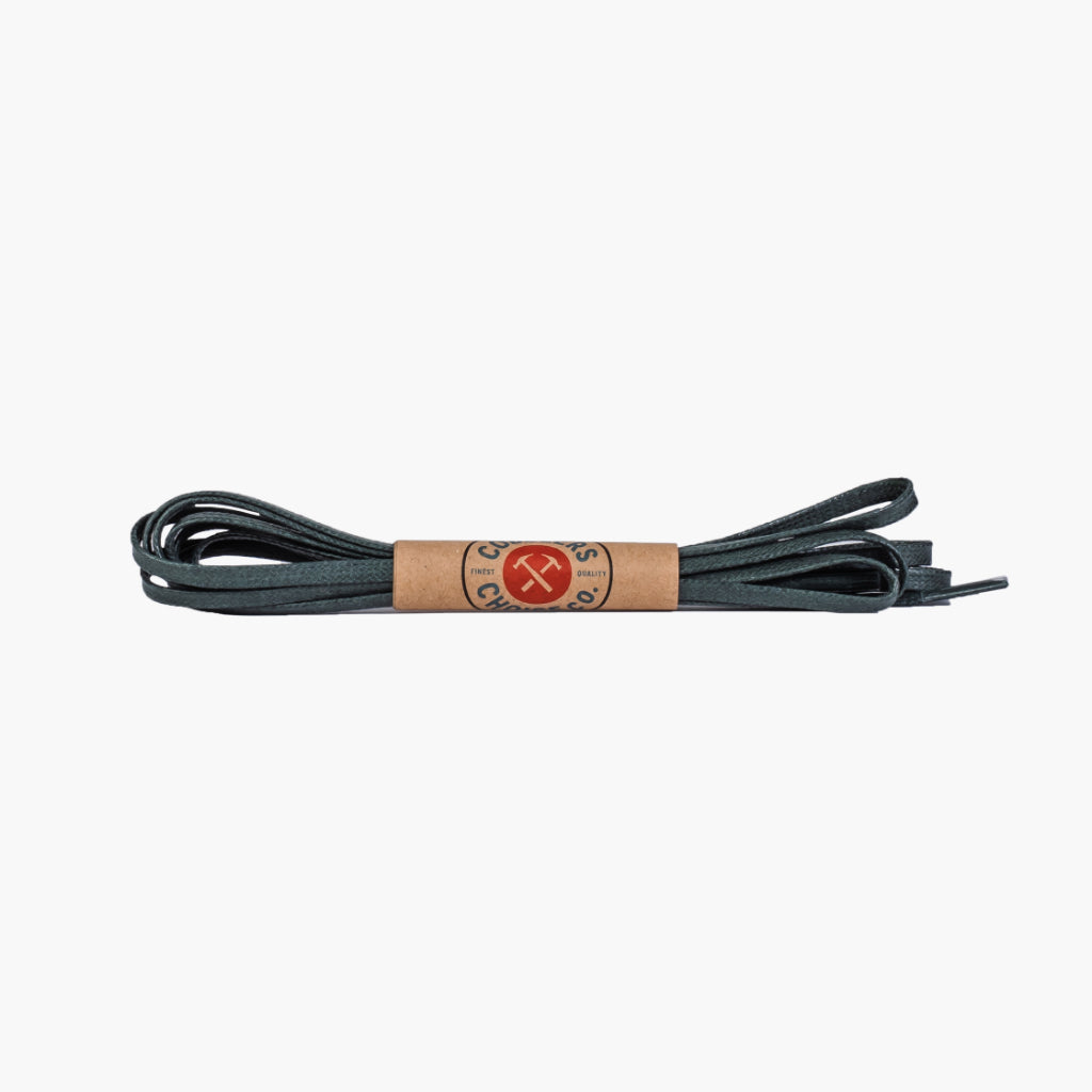 55Green1 Flat Waxed Cotton Laces | Green - Image 1