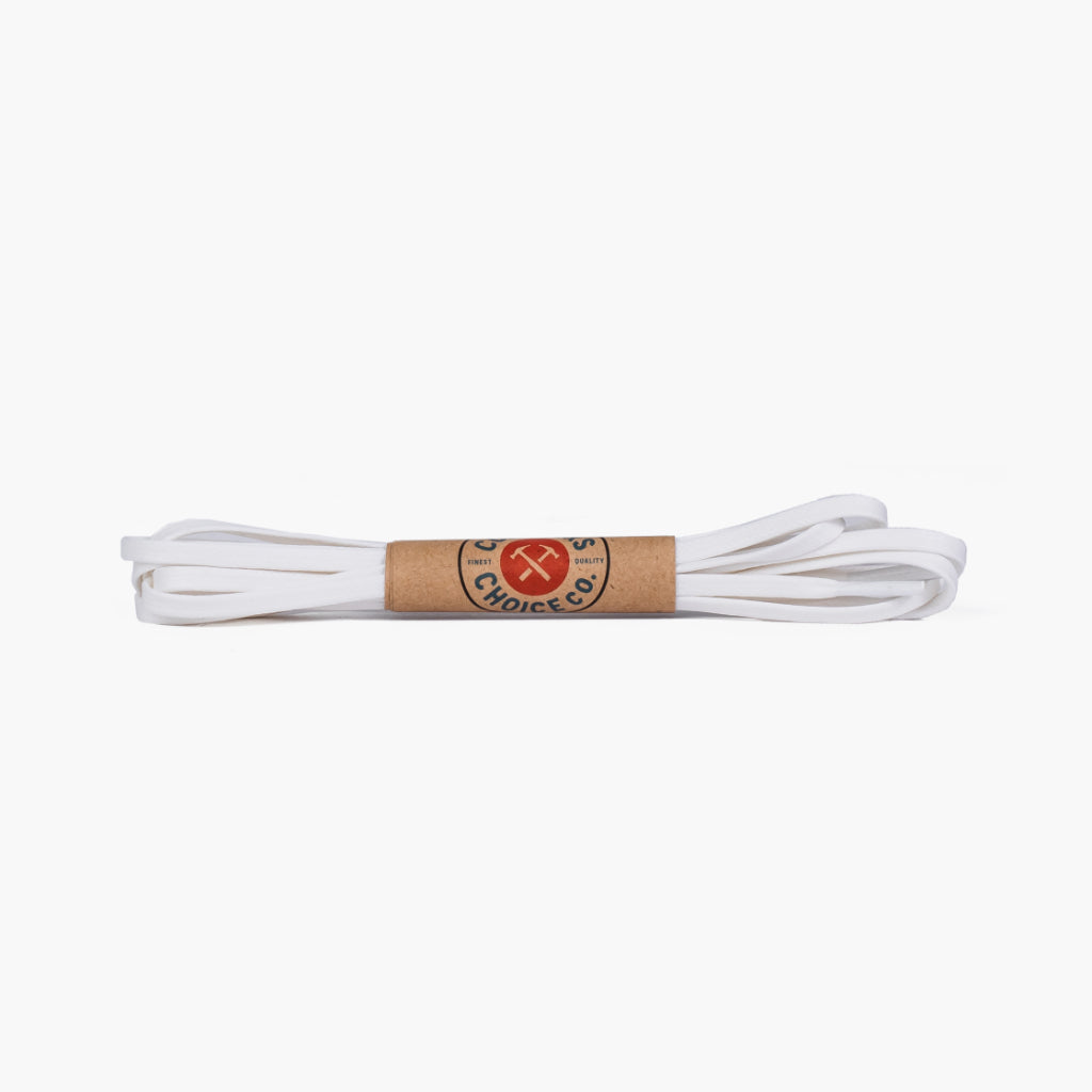 55White1 Flat Waxed Cotton Laces | White - Image 1