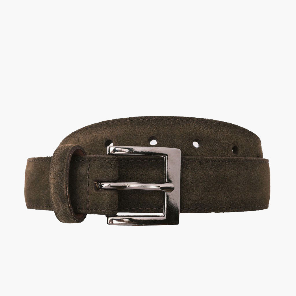 RolledBelts_OliveSudedSingleLoop_Grey_1024x1024_c9ff91f5-f3e2-4df4-8a15-18101f7003ef Men's Classic Leather Belt | Dark Olive Suede - Image 1