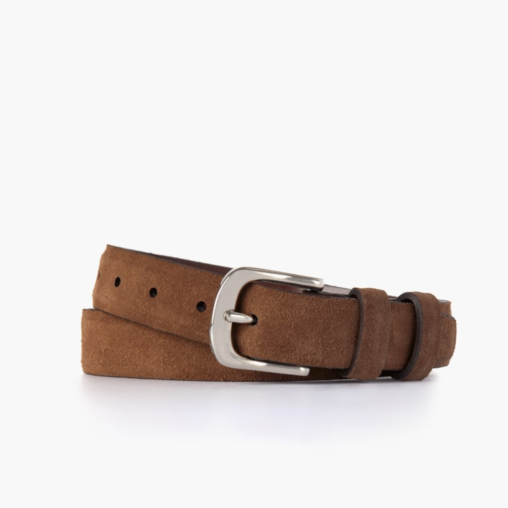 Straight_Refined_CognacSuede_1 Men's Refined Leather Belt | Cognac Suede - Image 1