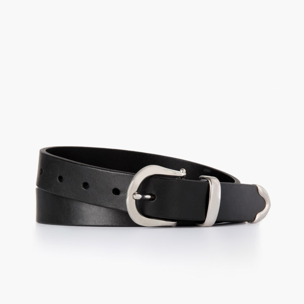 Straight_Western_Black_Womens_1 Women's Western Leather Belt | Black - Image 1