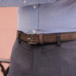 Men's Classic Leather Belt | Dark Olive Suede - Image 3
